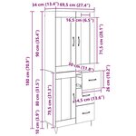 vidaXL Haut Armoire Chêne noir 69 5 x 34 x 180 cm Bois d'ingénierie
