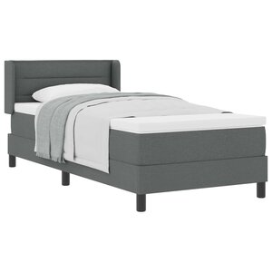 vidaXL Lit à ressorts avec tête de lit Gris foncé 200 x 90 cm tissu