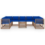 vidaXL Salon de jardin 10 Pièces avec coussins bleu