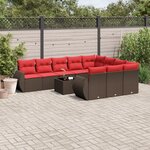 vidaXL Salon de jardin et coussins 11 Pièces marron résine tressée