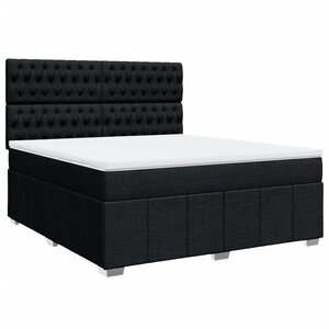 vidaXL Sommier à lattes de lit avec matelas Noir 180x200 cm Tissu