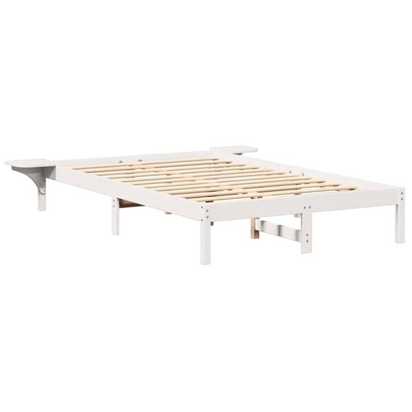 vidaXL Cadre de lit avec tables de chevet Blanc Blanc