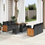 vidaXL Ensemble de canapé de jardin avec coussin 9 Pièces Noir