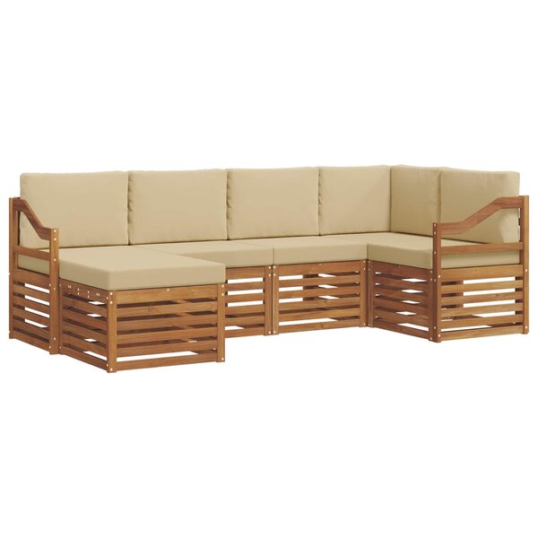 vidaXL Ensemble de canapé d'angle avec coussin 6 Pièces Naturel et Beige
