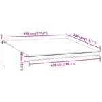 vidaXL Auvent manuel rétractable avec LED bordeaux 450x300 cm