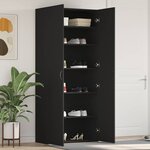 vidaXL Cabinet à chaussures Noir 80 x 35.5 x 180 cm Bois d'ingénierie