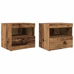 vidaXL Cabinet de chevet avec tiroir 2 Pièces Bois ancien 50 x 40 x 45 cm