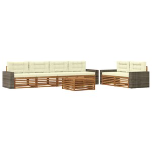 vidaXL Ensemble de canapés d'extérieur 7 pc Naturel et Crème Polyester