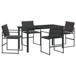 vidaXL Set de salle à manger de jardin 5 pièces avec coussins en textilène noir et acier.
