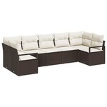 vidaXL Ensemble de canapé de jardin avec coussin 7 Pièces Marron et Crème
