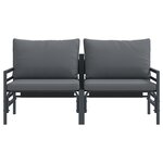 vidaXL Mobilier de jardin avec coussin 2 Pièces Anthracite Acier