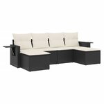 vidaXL Salon de jardin 6 Pièces avec coussins noir résine tressée