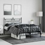 vidaXL Cadre de lit métal sans matelas avec pied de lit noir 120x190cm