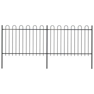 vidaXL Clôture de jardin avec dessus en cerceau Acier 3 4 x 1 2 m Noir