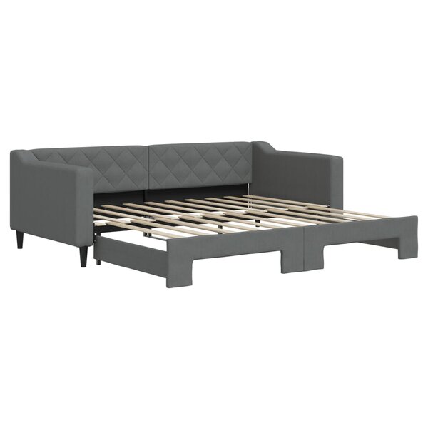 vidaXL Lit de jour avec gigogne sans matelas gris foncé 90x190 cm