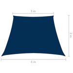Vidaxl voile de parasol tissu oxford trapèze 2/4x3 m bleu