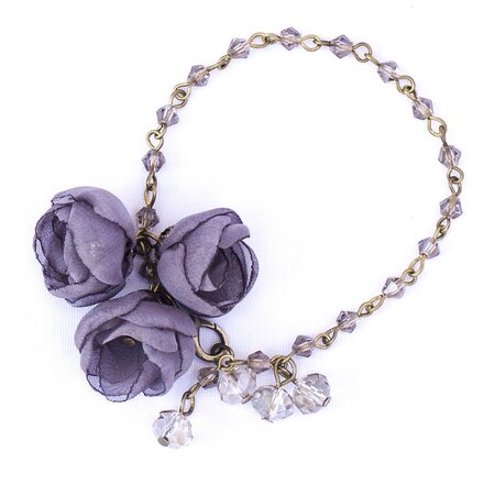 Gabrielle : Bracelet de fleurs Gris