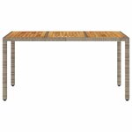 vidaXL Table de jardin et dessus en bois d'acacia gris résine tressée