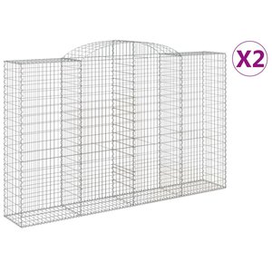 vidaXL Paniers à gabions arqués 2 Pièces 300x50x180/200 cm fer galvanisé