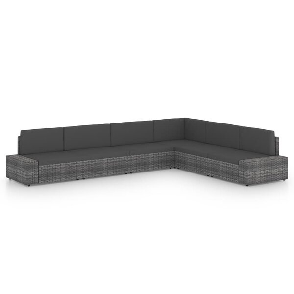 vidaXL Salon de jardin 6 Pièces avec coussins Gris Résine tressée