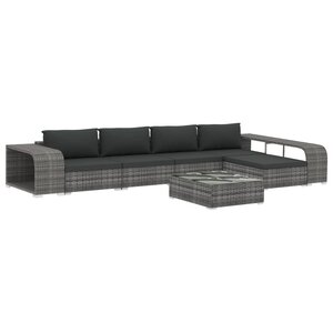 Vidaxl salon de jardin 8 pièces avec coussins résine tressée gris