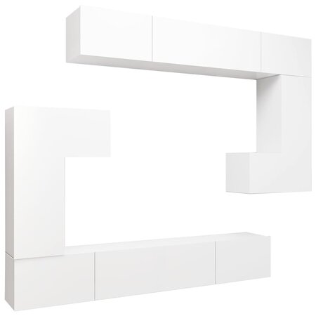 vidaXL Ensemble de meuble TV 8 Pièces Blanc Aggloméré