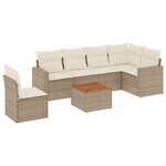 vidaXL Salon de jardin avec coussins 7 Pièces beige résine tressée
