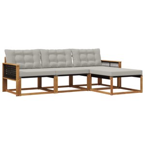 vidaXL Ensemble de canapés d'extérieur 4 pc Naturel et gris clair