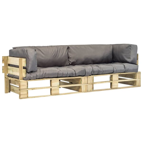 vidaXL Canapés de jardin palette 2 Pièces avec coussins gris Pinède