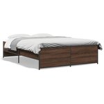 vidaXL Cadre de lit chêne marron 120x190 cm bois d'ingénierie et métal
