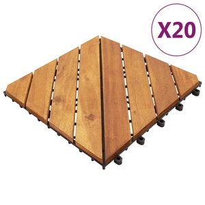 vidaXL Tuiles de terrasse 20 Pièces Marron 30x30 cm Bois massif d'acacia