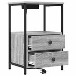 vidaXL Table de nuit avec station de chargement 2 Pièces Sonoma gris
