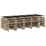vidaXL Ensemble à manger de jardin et coussins 15 Pièces mélange beige
