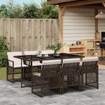 vidaXL Ensemble à manger de jardin et coussins 7 Pièces marron rotin