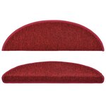 vidaXL Tapis d'escalier 10 pièces 56 x 17 x 3 cm Bordeaux Demi-rond