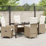 vidaXL Ensemble de salle à manger pour jardin 5 Pièces Beige Poly rotin