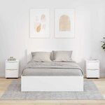 vidaXL Tables de chevet avec tiroir 2 Pièces Blanc 30 5 x 30 x 43 cm