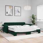 vidaXL Lit de jour et gigogne et matelas vert foncé 100x200 cm velours