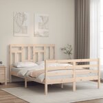 vidaXL Cadre de lit avec tête de lit 140x190 cm bois massif