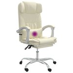 vidaXL Fauteuil de massage inclinable de bureau Crème Similicuir