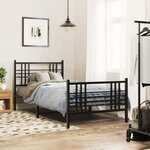 vidaXL Cadre de lit métal sans matelas avec pied de lit noir 90x200 cm