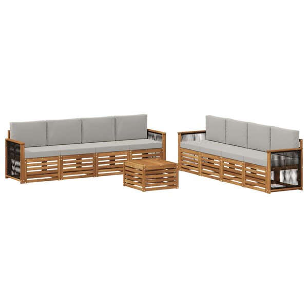 vidaXL Ensemble de canapés d'extérieur 9 pc Naturel et gris clair