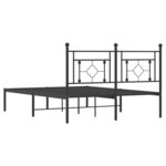 vidaXL Cadre de lit métal avec tête de lit noir 140x190 cm