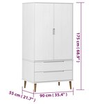 vidaXL Garde-robe MOLDE Blanc 90x55x175 cm Bois massif de pin