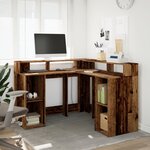 vidaXL Bureau avec lumières LED vieux bois bois d'ingénierie