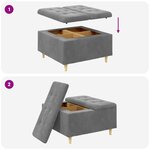vidaXL Pouf de rangement Gris foncé 80 x 80 x 45 cm Velours