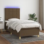 vidaXL Sommier à lattes de lit et matelas et LED Marron foncé 90x200cm