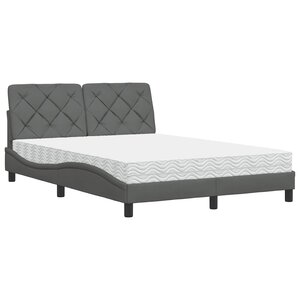vidaXL Lit avec matelas gris foncé 120x200 cm tissu