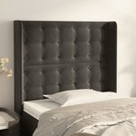 vidaXL Tête de lit avec oreilles Gris foncé 103x16x118/128 cm Velours