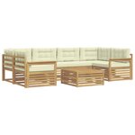 vidaXL Ensemble de canapés d'extérieur 7 Pièces Blanc et crème Polyester